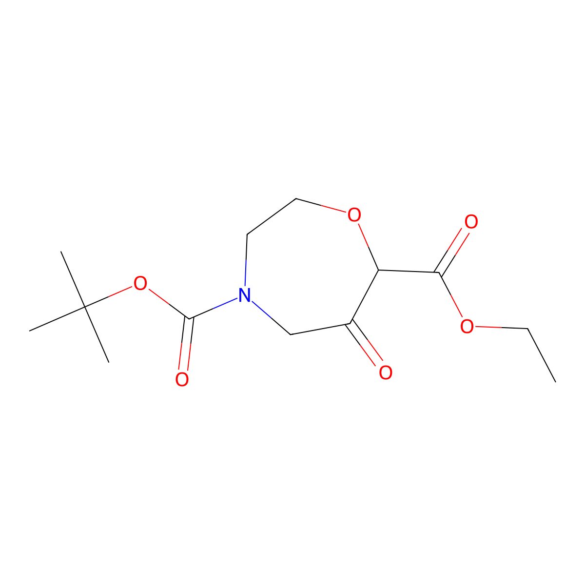 4-tert-Butyl 7-ethyl 6-oxo-1,4-oxazepane-4,7-dicarboxylate molecular structure, CAS 1422343-95-0