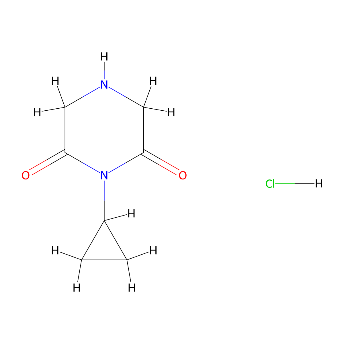 1-Cyclopropylpiperazine-2,6-dione hydrochloride molecular structure, CAS 1422343-99-4