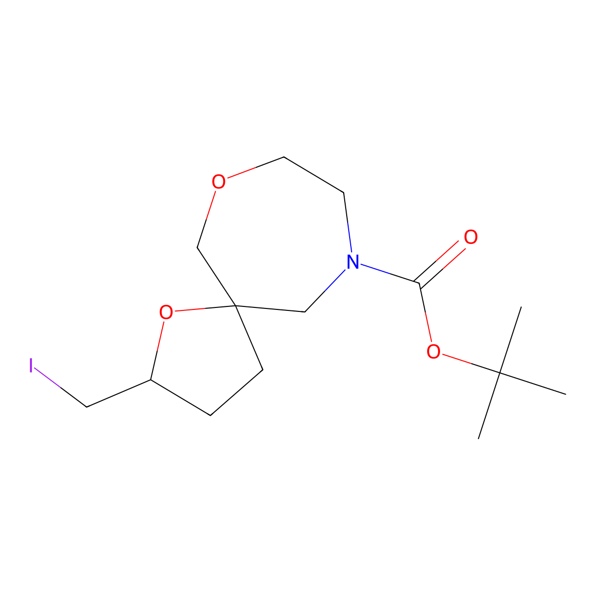 Tert-Butyl 2-(Iodomethyl)-1,7-Dioxa-10-Azaspiro[4.6]Undecane-10-Carboxylate molecular structure, CAS 1422344-13-5