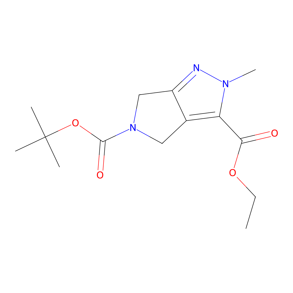 5-tert-Butyl 3-ethyl 2-methyl-4,6-dihydropyrrolo[3,4-c]pyrazole-3,5(2H)-dicarboxylate molecular structure, CAS 1422344-18-0