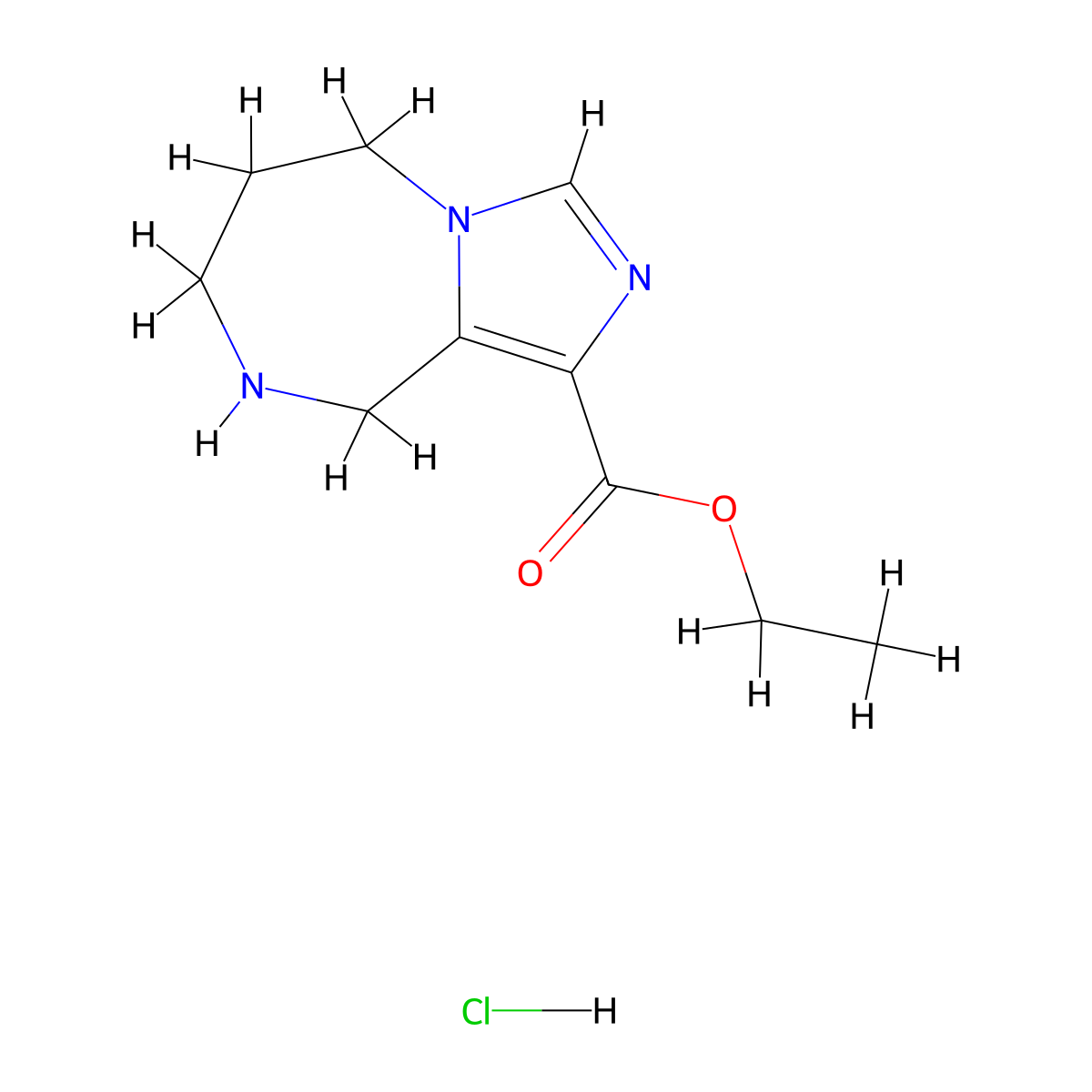 Ethyl 6,7,8,9-tetrahydro-5H-imidazo[1,5-a][1,4]diazepine-1-carboxylate hydrochloride molecular structure, CAS 1422344-22-6