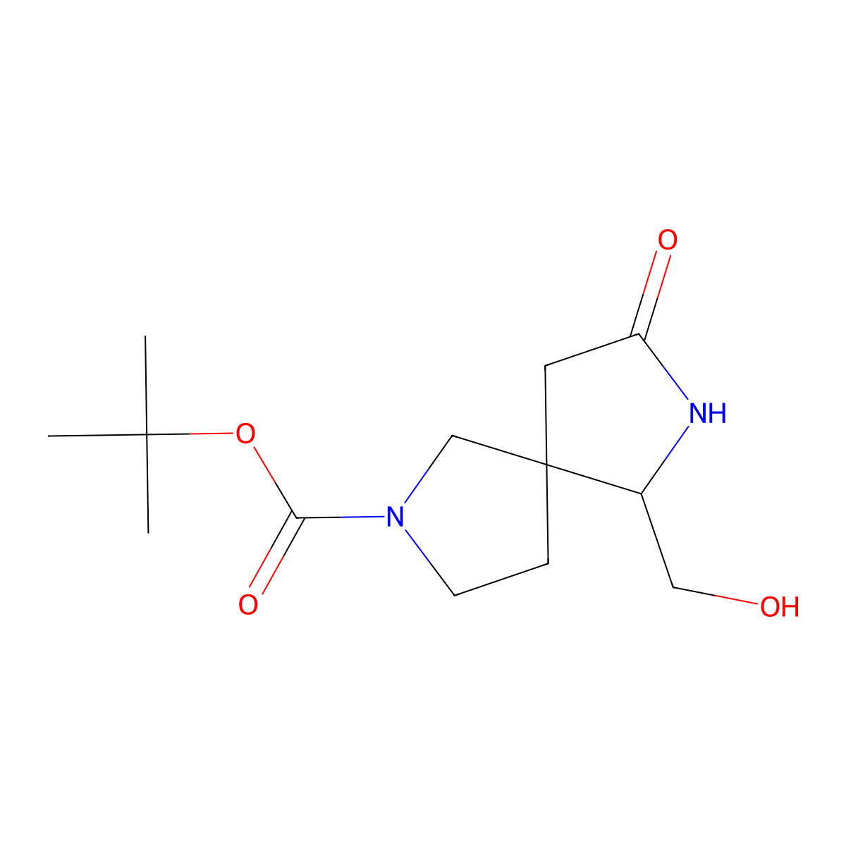 tert-Butyl 6-(hydroxymethyl)-8-oxo-2,7-diazaspiro[4.4]nonane-2-carboxylate molecular structure, CAS 1422344-27-1