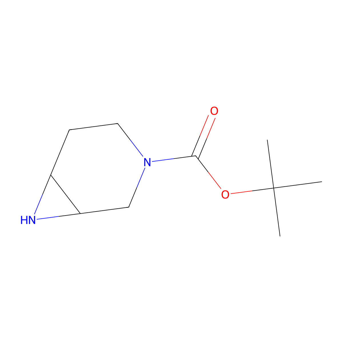 tert-Butyl 3,7-diazabicyclo[4.1.0]heptane-3-carboxylate molecular structure, CAS 1422344-28-2