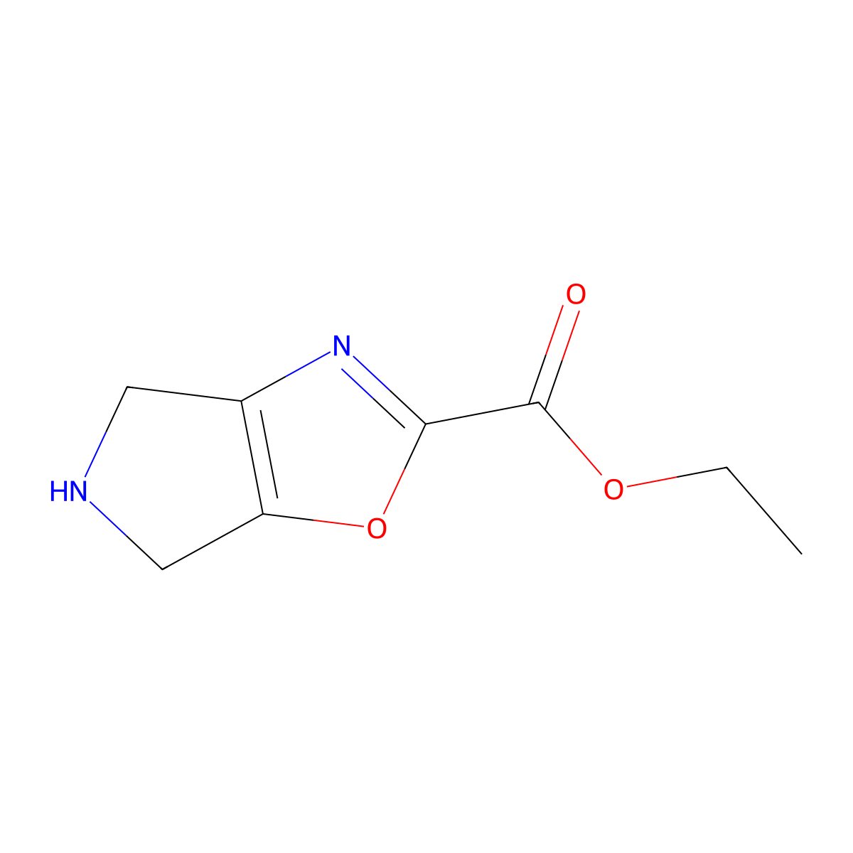 Ethyl 5,6-dihydro-4H-pyrrolo[3,4-d]oxazole-2-carboxylate molecular structure, CAS 1422344-29-3