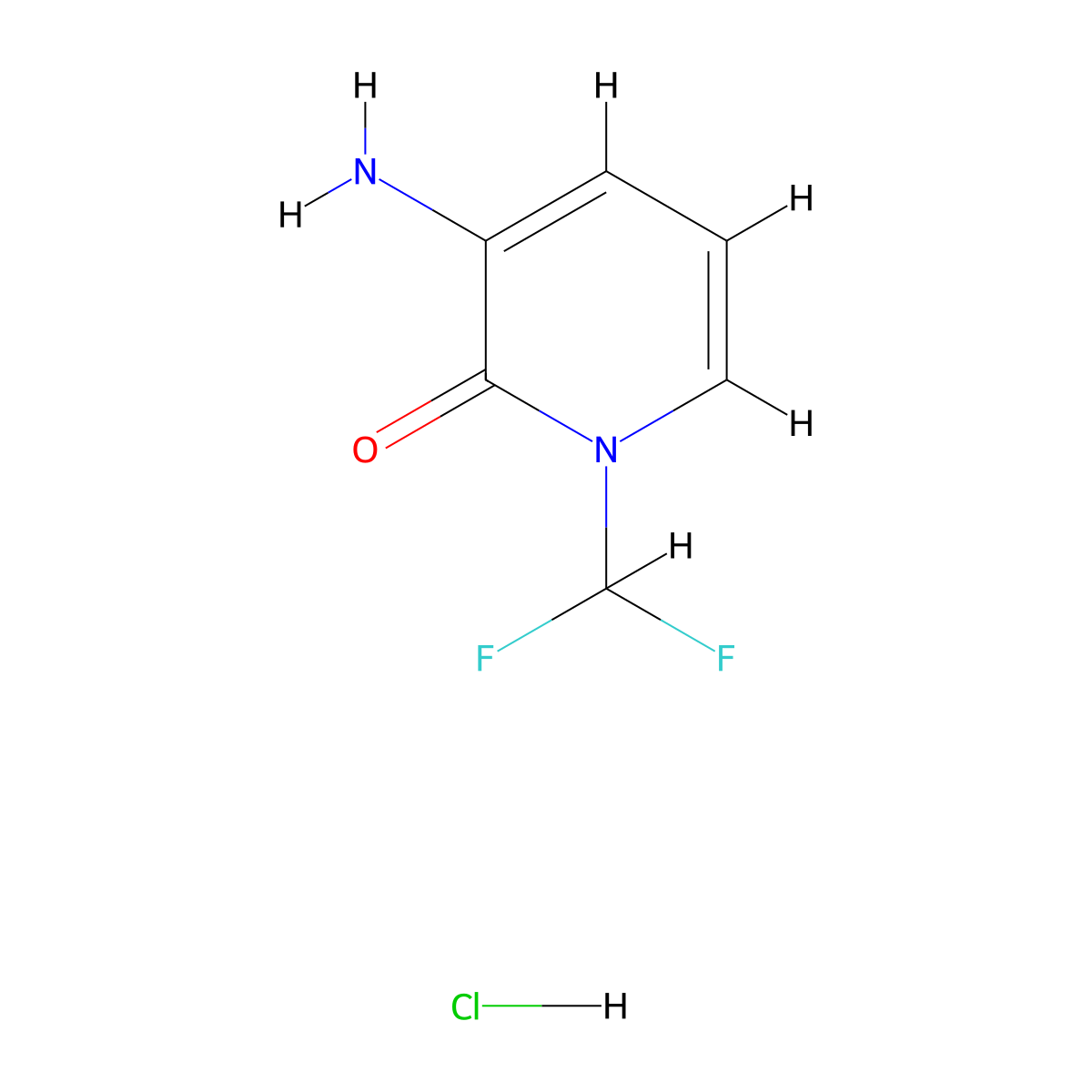 3-Amino-1-(difluoromethyl)pyridin-2(1H)-one hydrochloride molecular structure, CAS 1422344-32-8