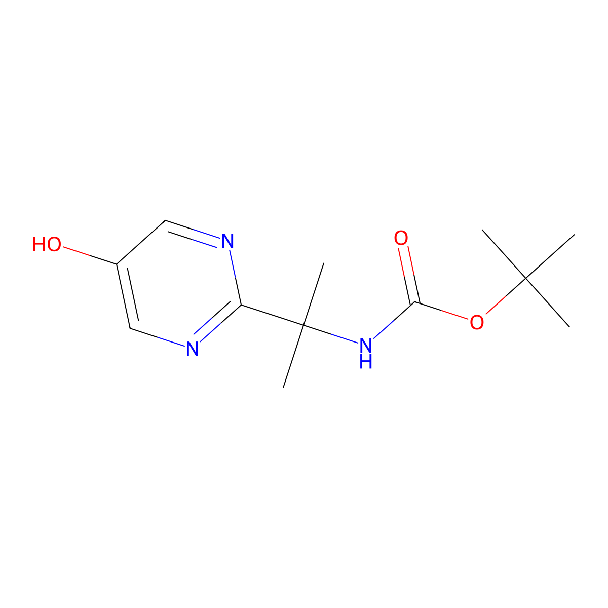 tert-Butyl (2-(5-hydroxypyrimidin-2-yl)propan-2-yl)carbamate molecular structure, CAS 1422344-40-8