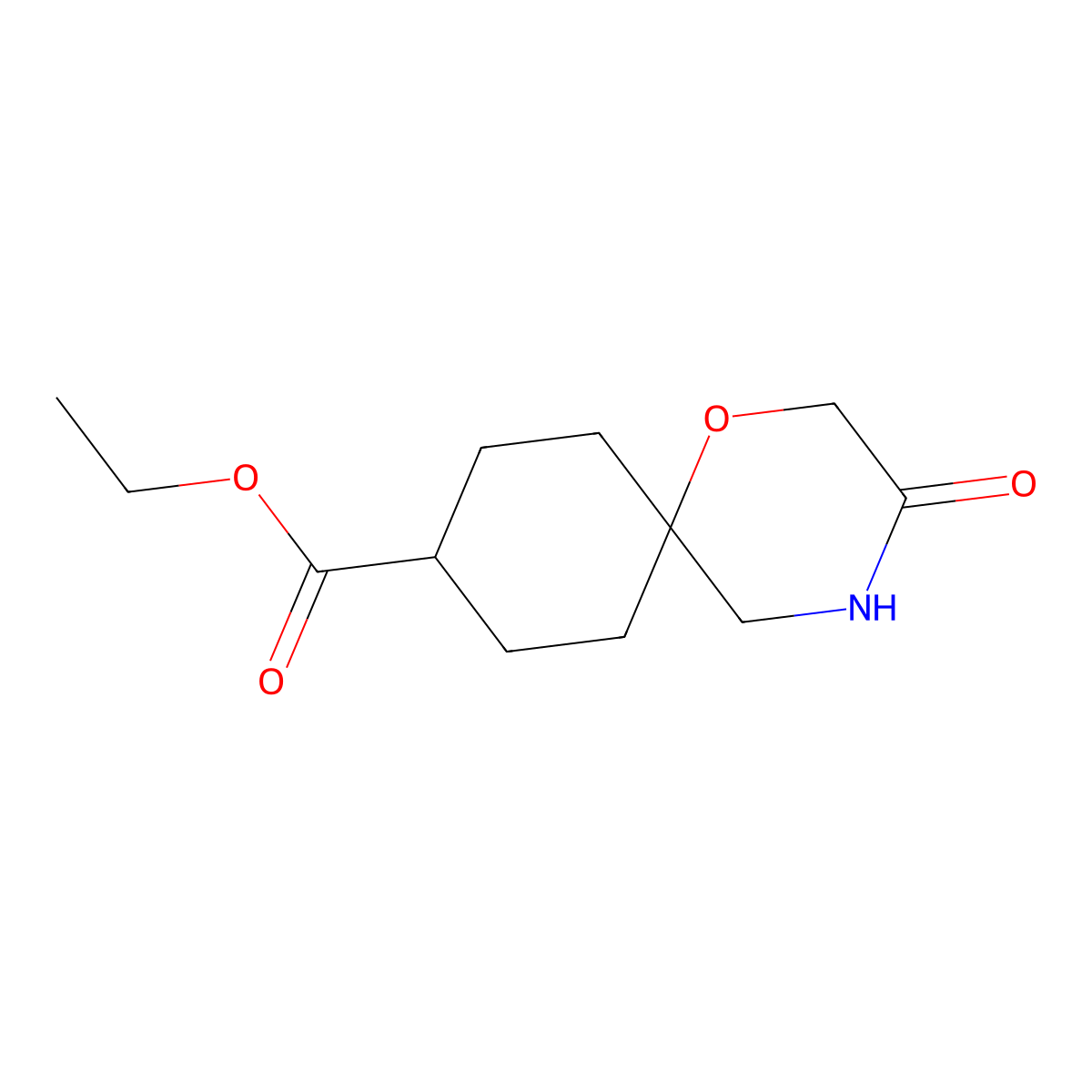 Ethyl 3-oxo-1-oxa-4-azaspiro[5.5]undecane-9-carboxylate molecular structure, CAS 1422344-43-1