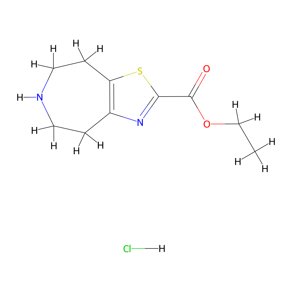 Ethyl 5,6,7,8-tetrahydro-4H-thiazolo[4,5-d]azepine-2-carboxylate hydrochloride molecular structure, CAS 1422344-44-2