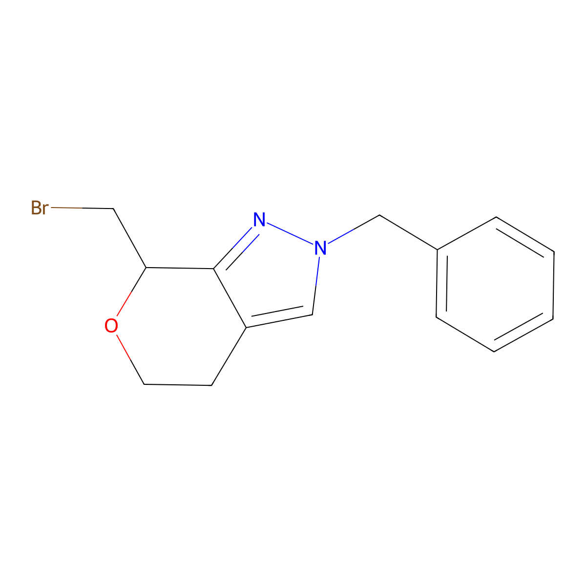 2-Benzyl-7-(bromomethyl)-2,4,5,7-tetrahydropyrano[3,4-c]pyrazole molecular structure, CAS 1422344-46-4