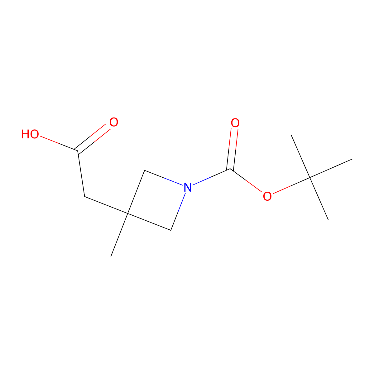 2-(1-((Tert-butoxy)carbonyl)-3-methylazetidin-3-yl)acetic acid molecular structure, CAS 1422344-49-7