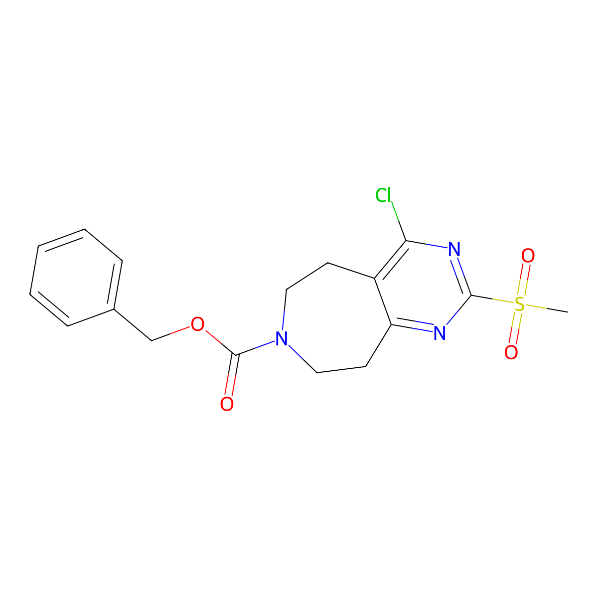 Benzyl 4-chloro-2-(methylsulfonyl)-8,9-dihydro-5H-pyrimido[4,5-d]azepine-7(6H)-carboxylate molecular structure, CAS 1422344-53-3
