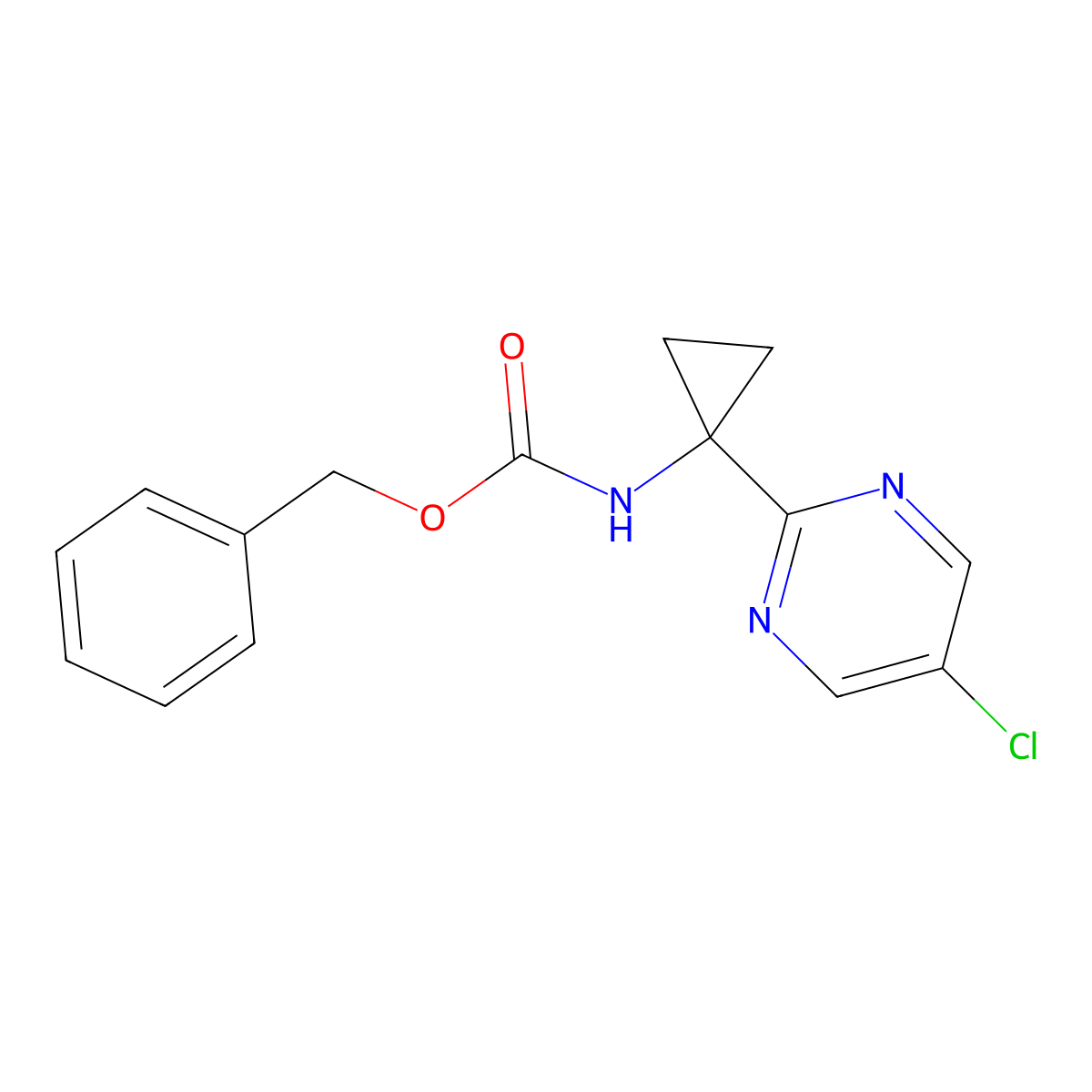 Benzyl (1-(5-chloropyrimidin-2-yl)cyclopropyl)carbamate molecular structure, CAS 1422356-97-5