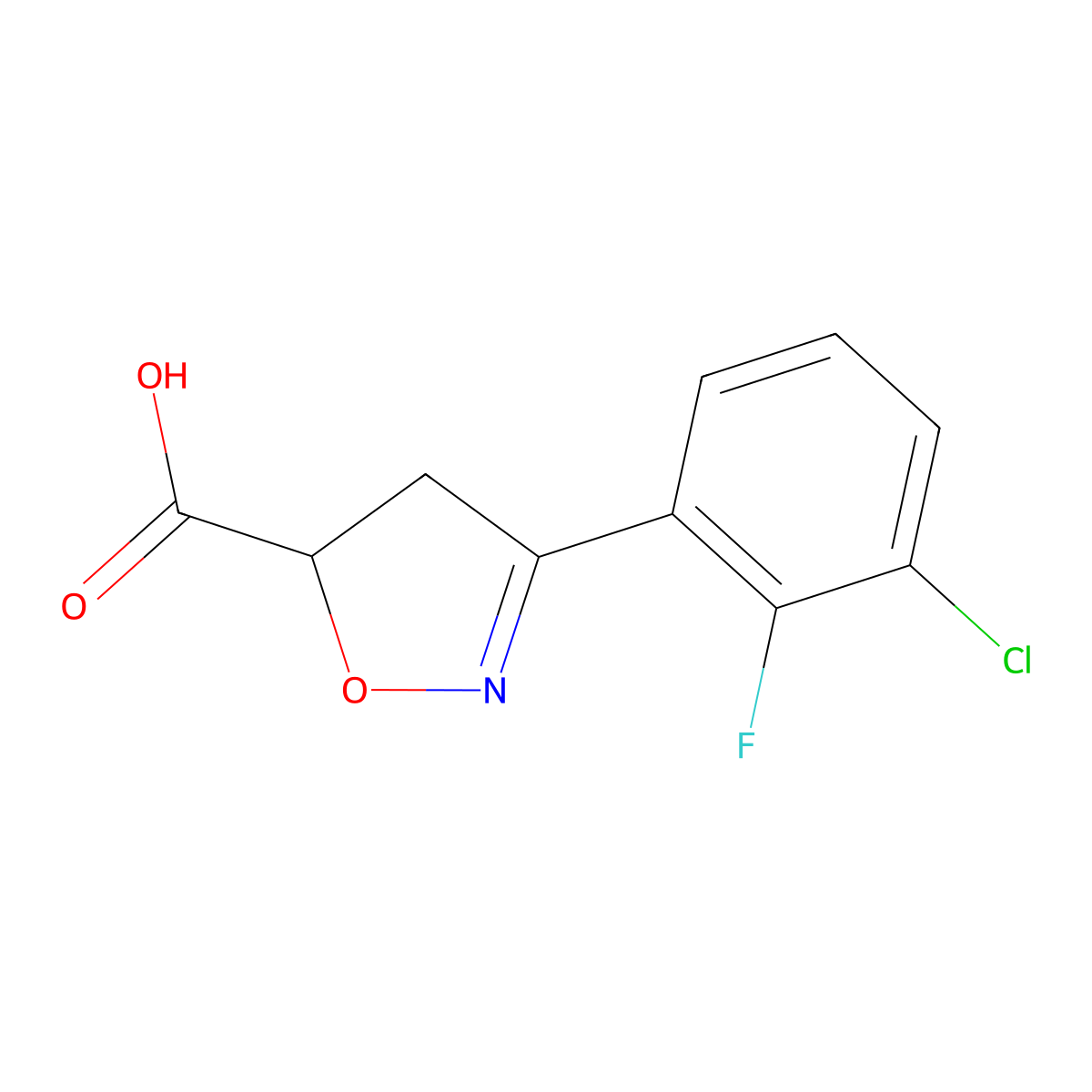 3-(3-Chloro-2-fluorophenyl)-4,5-dihydro-1,2-oxazole-5-carboxylic acid molecular structure, CAS 1422386-61-5
