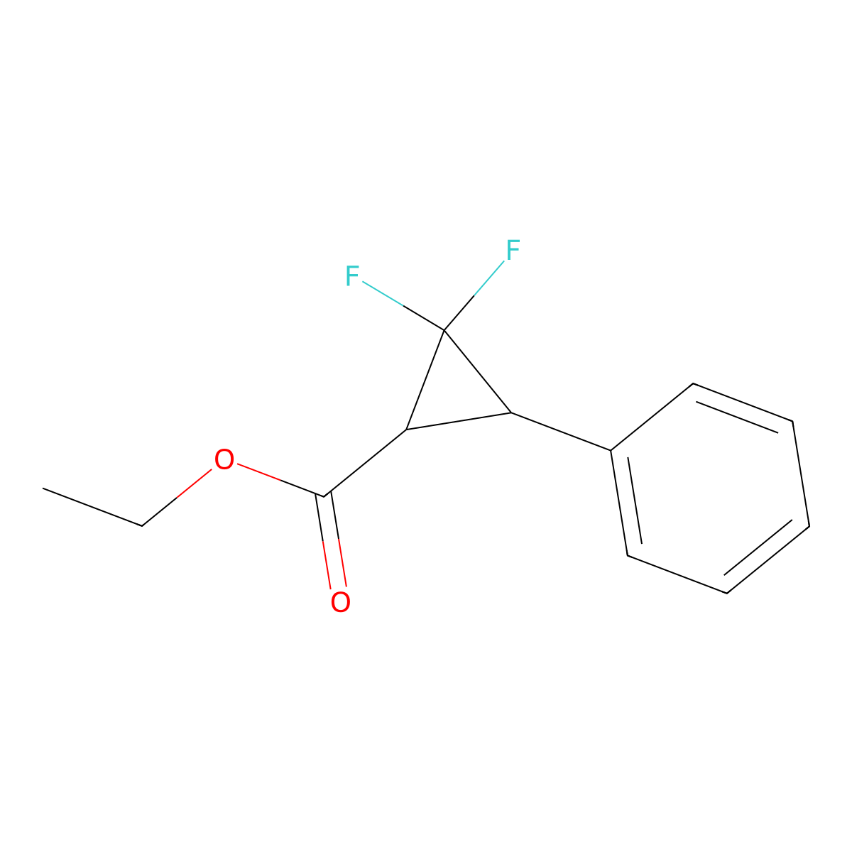 Ethyl 2,2-difluoro-3-phenylcyclopropane-1-carboxylate molecular structure, CAS 1422435-49-1