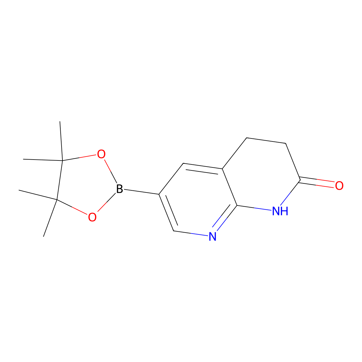 6-(4,4,5,5-Tetramethyl-1,3,2-dioxaborolan-2-yl)-3,4-dihydro-1,8-naphthyridin-2(1H)-one molecular structure, CAS 1422449-68-0