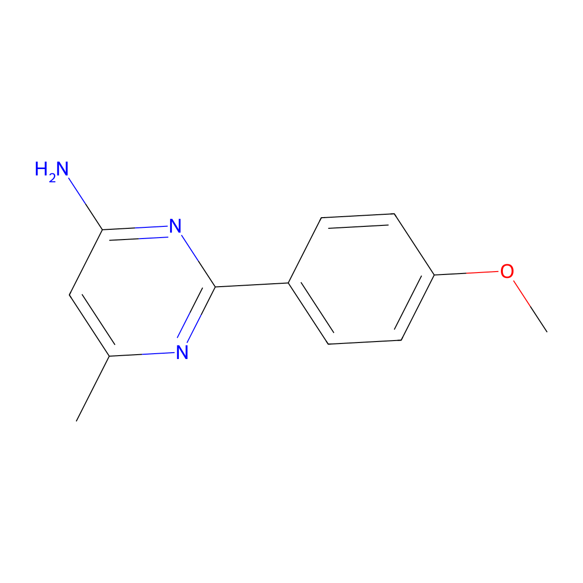 2-(4-Methoxyphenyl)-6-methylpyrimidin-4-amine molecular structure, CAS 142245-42-9