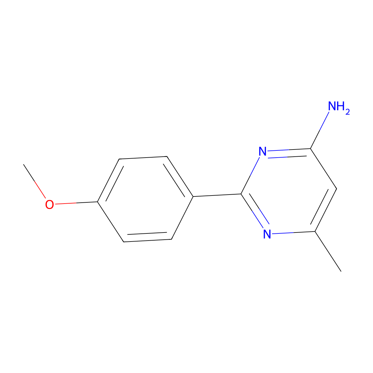 2-(4-Methoxyphenyl)-6-methylpyrimidin-4-amine molecular structure, CAS 142245-42-9