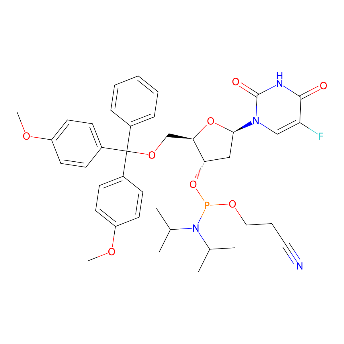 5-Fluorodeoxyuridine-CE phosphoramiditefor cyclon molecular structure, CAS 142246-63-7