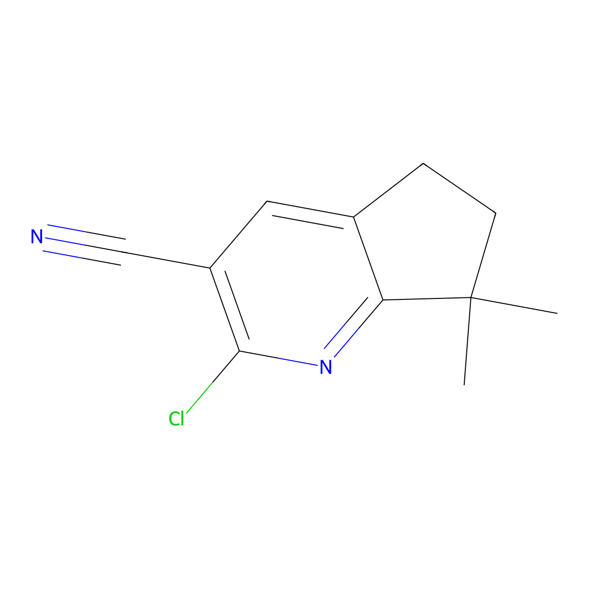 2-chloro-7,7-dimethyl-5H,6H,7H-cyclopenta(b)pyridine-3-carbonitrile molecular structure, CAS 1422469-43-9