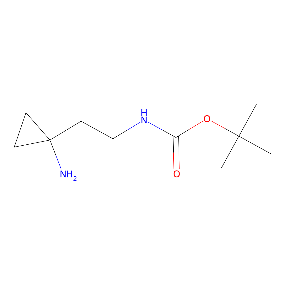 tert-butyl N-[2-(1-aminocyclopropyl)ethyl]carbamate molecular structure, CAS 1422496-54-5