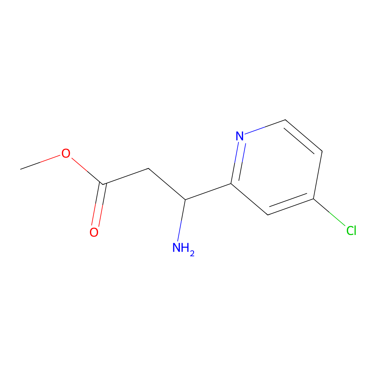 Methyl 3-amino-3-(4-chloropyridin-2-yl)propanoate molecular structure, CAS 1422510-19-7