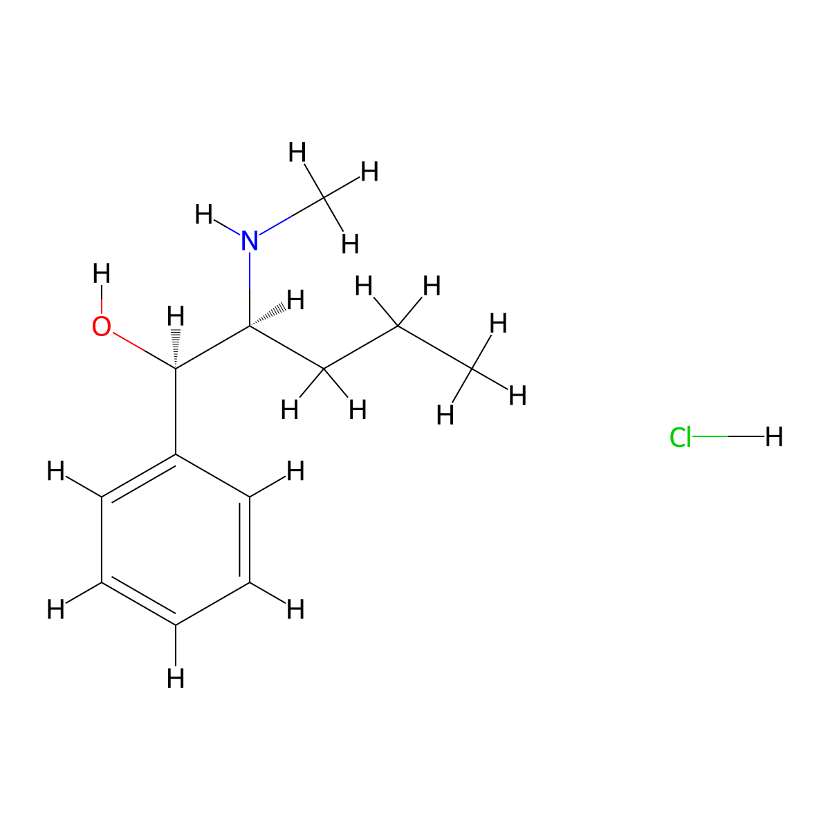 alpha-[(1R)-1-(methylamino)butyl]-benzenemethanol,monohydrochloride molecular structure, CAS 1422513-91-4
