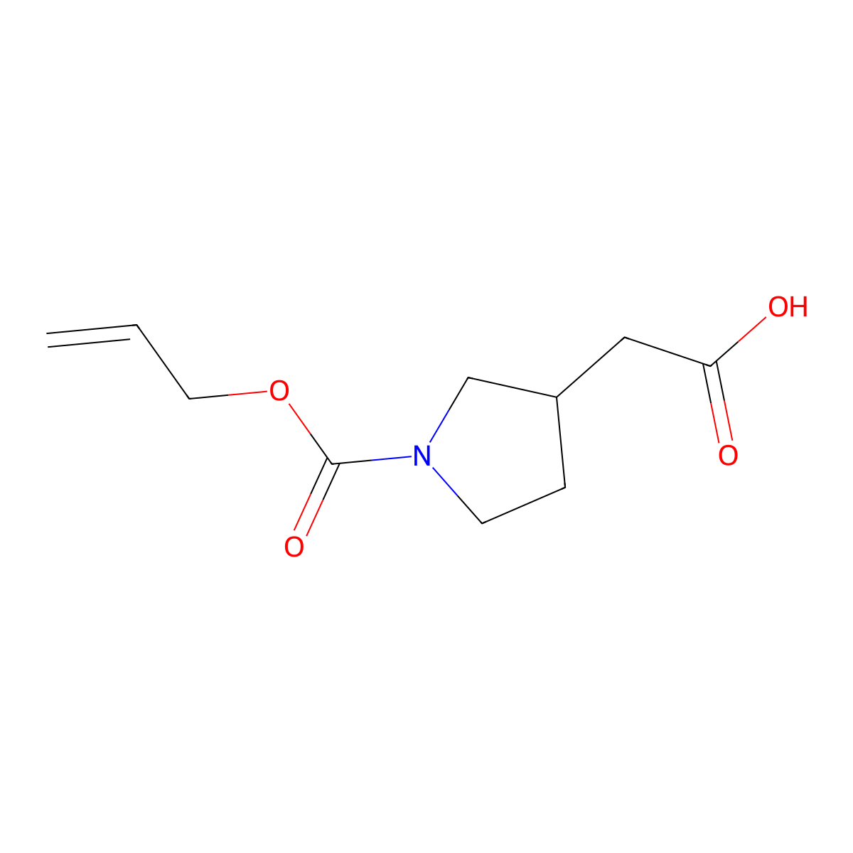 2-{1-[(Prop-2-en-1-yloxy)carbonyl]pyrrolidin-3-yl}acetic acid molecular structure, CAS 142253-47-2