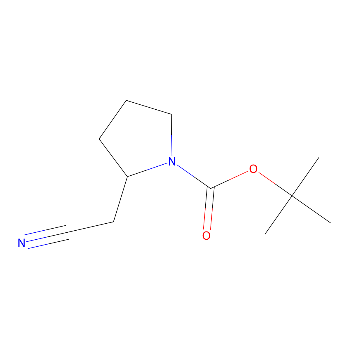 tert-butyl (2S)-2-(cyanomethyl)pyrrolidine-1-carboxylate molecular structure, CAS 142253-50-7