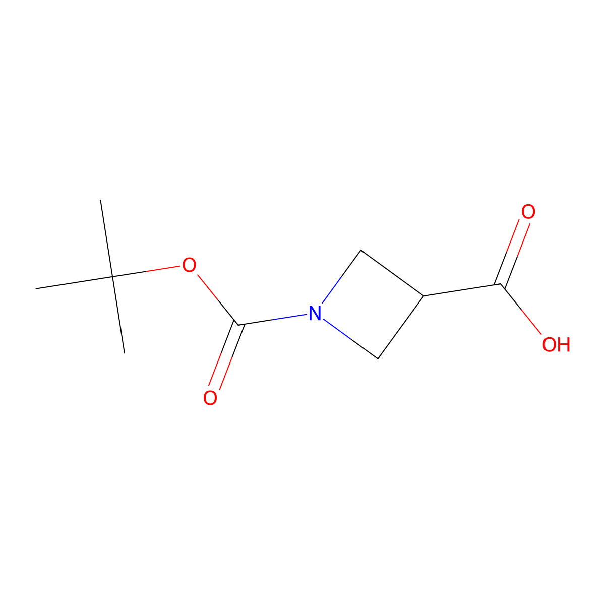 1-Boc-Azetidine-3-carboxylic acid molecular structure, CAS 142253-55-2
