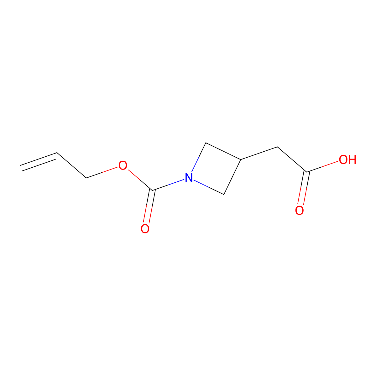2-{1-[(Prop-2-en-1-yloxy)carbonyl]azetidin-3-yl}acetic acid molecular structure, CAS 142253-59-6