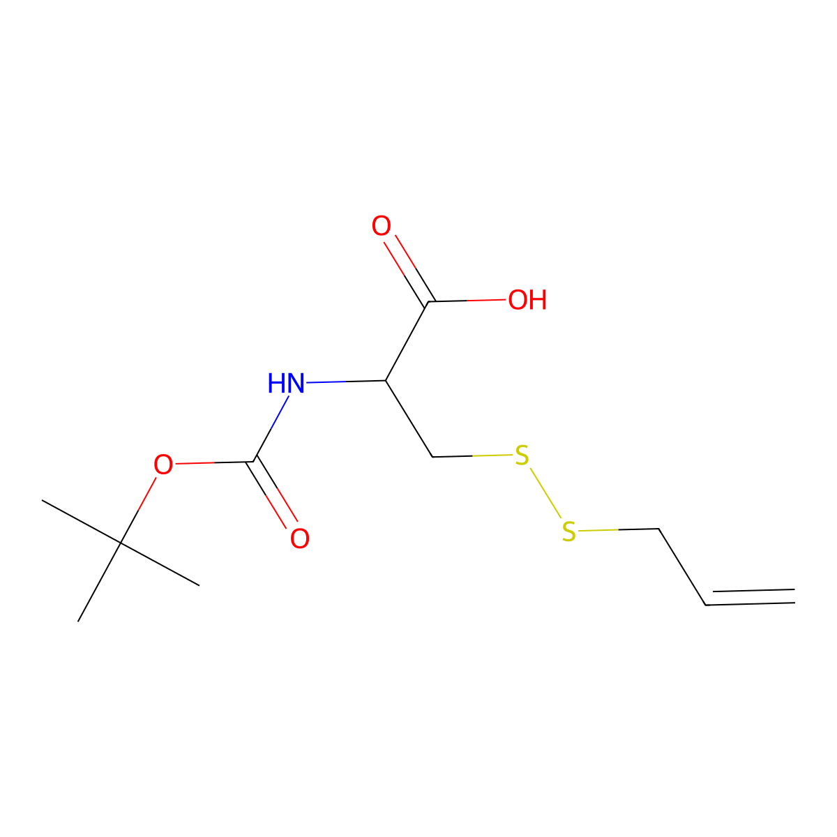 (2R)-2-{[(tert-butoxy)carbonyl]amino}-3-(prop-2-en-1-yldisulfanyl)propanoic acid molecular structure, CAS 1422536-27-3