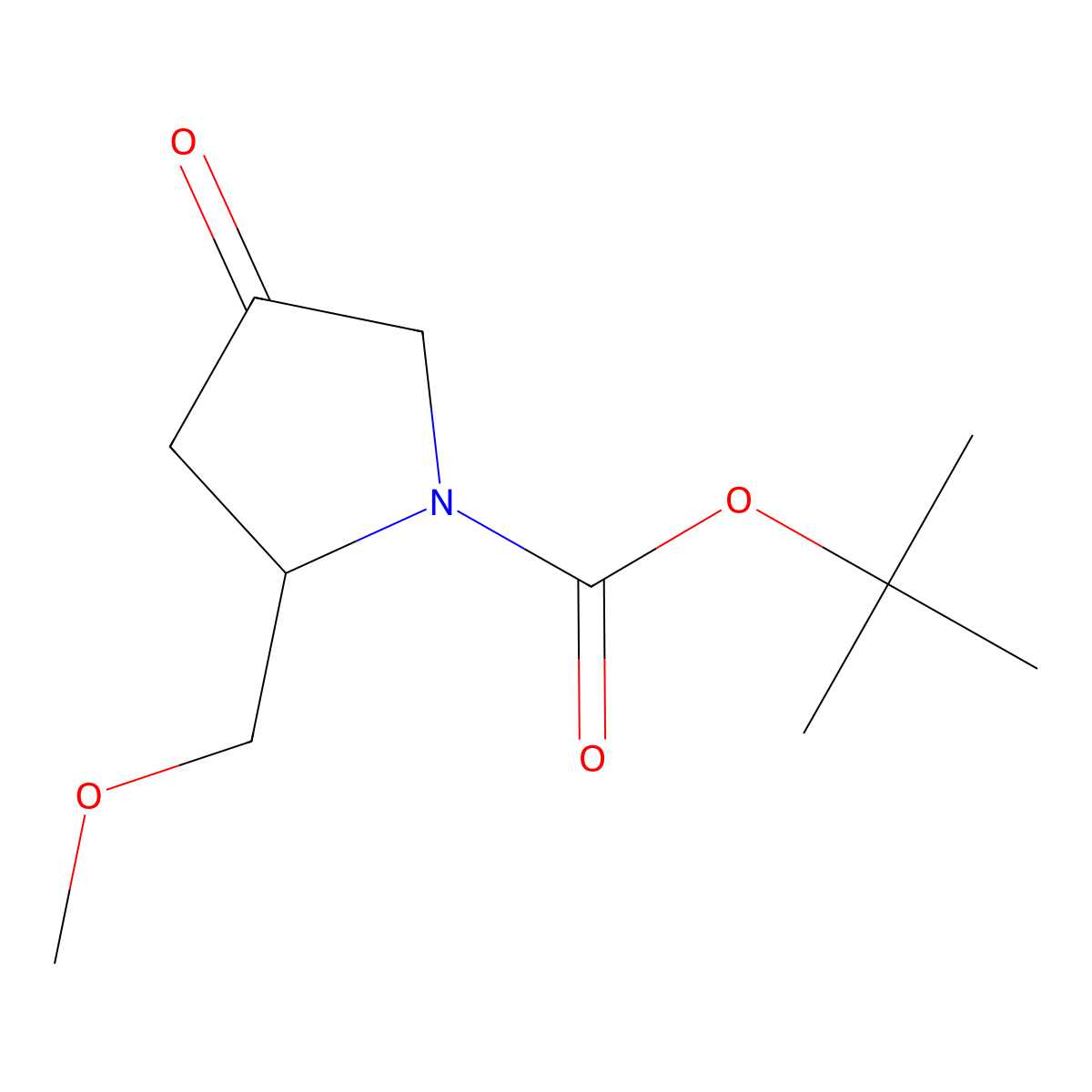 tert-butyl (2S)-2-(methoxymethyl)-4-oxopyrrolidine-1-carboxylate molecular structure, CAS 142254-37-3