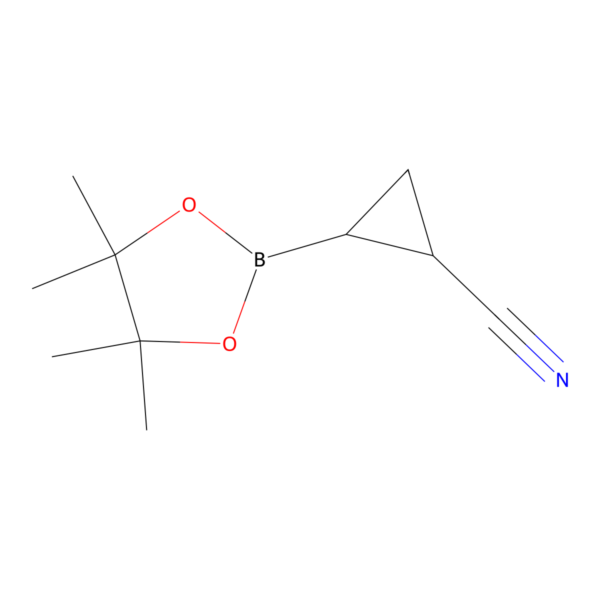 rac-(1R,2R)-2-(4,4,5,5-tetramethyl-1,3,2-dioxaborolan-2-yl)cyclopropane-1-carbonitrile molecular structure, CAS 1422541-99-8