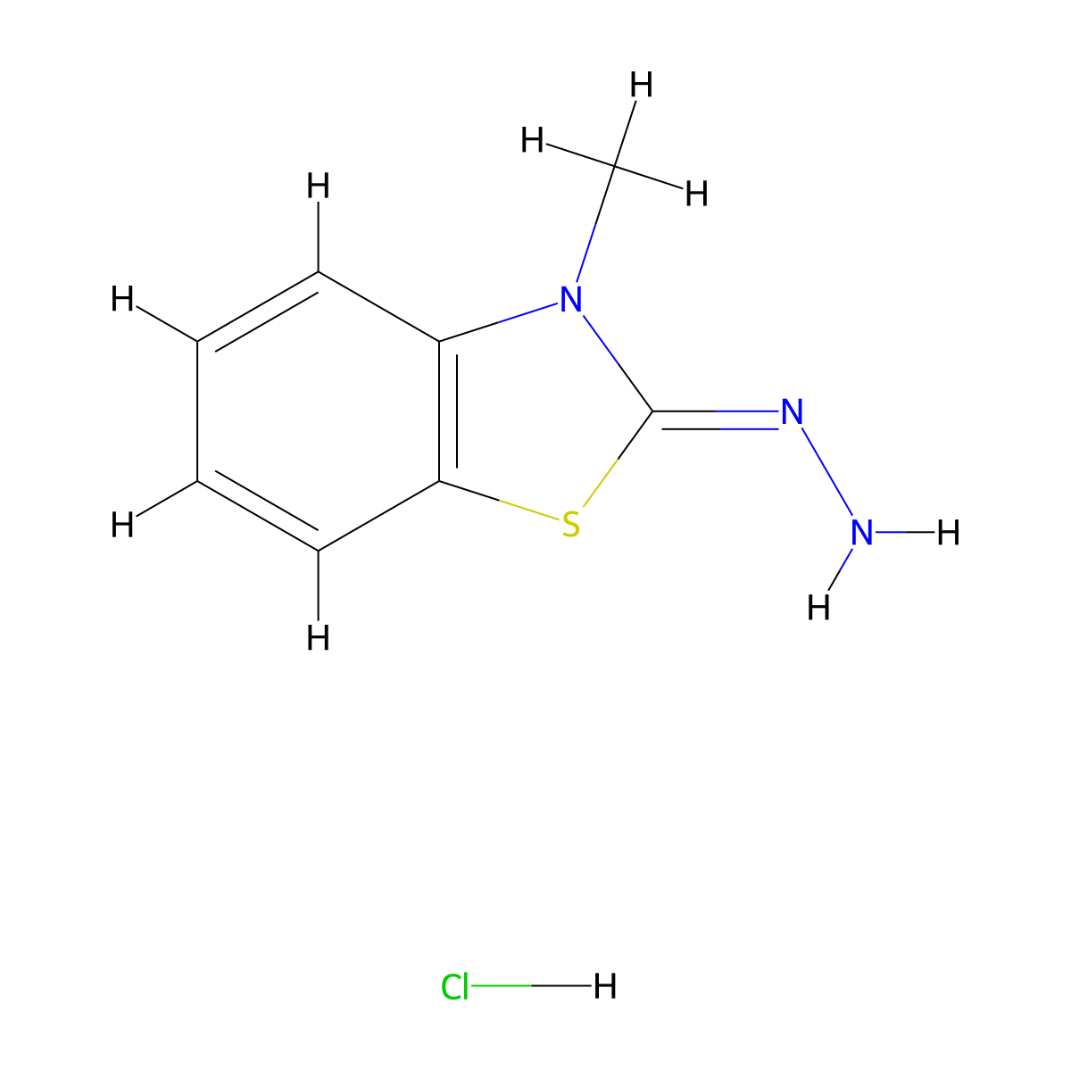 3-Methyl-2-benzothiazolone hydrazone hydrochloride molecular structure, CAS 1422544-60-2