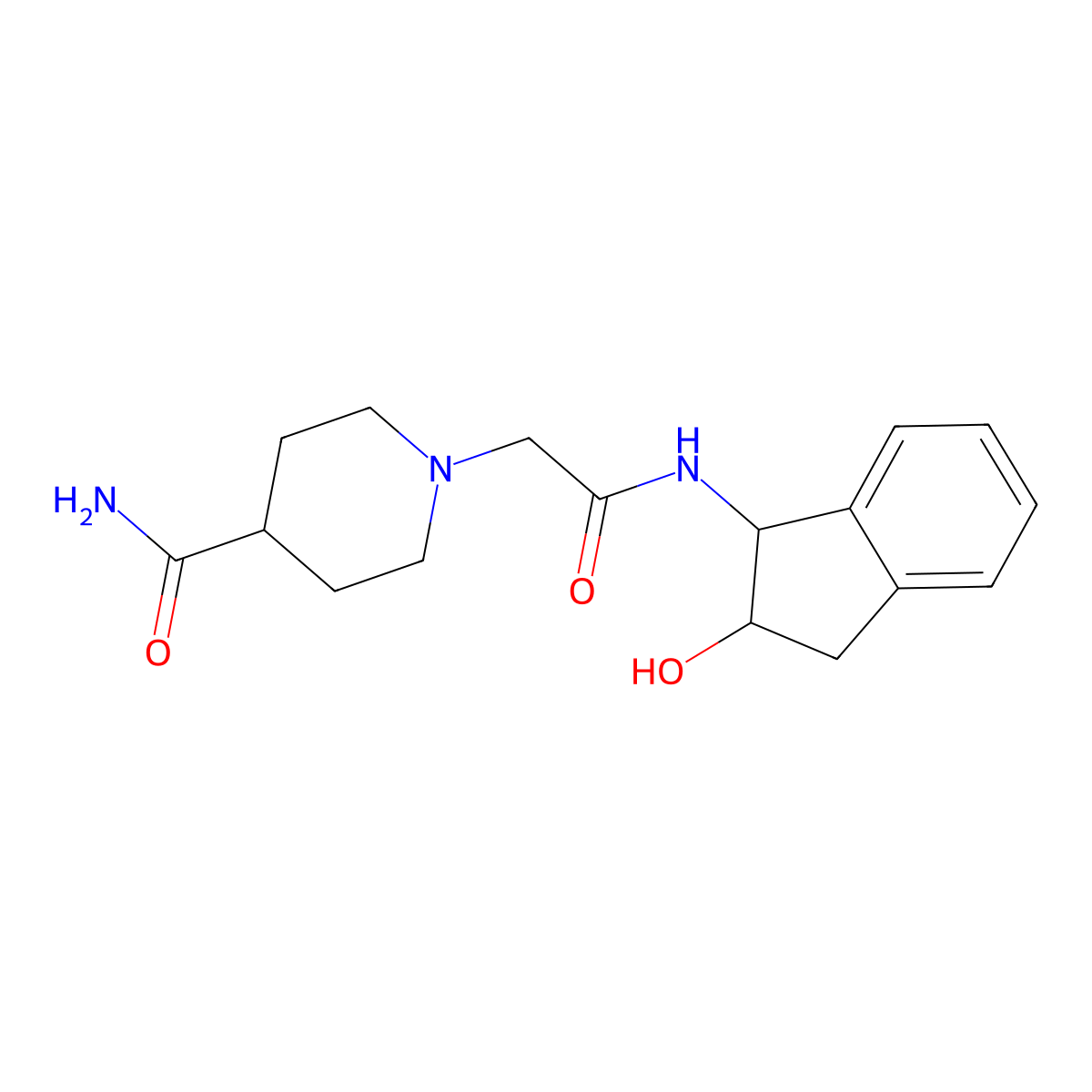 1-(2-{[(1R,2S)-2-hydroxy-2,3-dihydro-1H-inden-1-yl]amino}-2-oxoethyl)-4-piperidinecarboxamide molecular structure, CAS 1422550-53-5