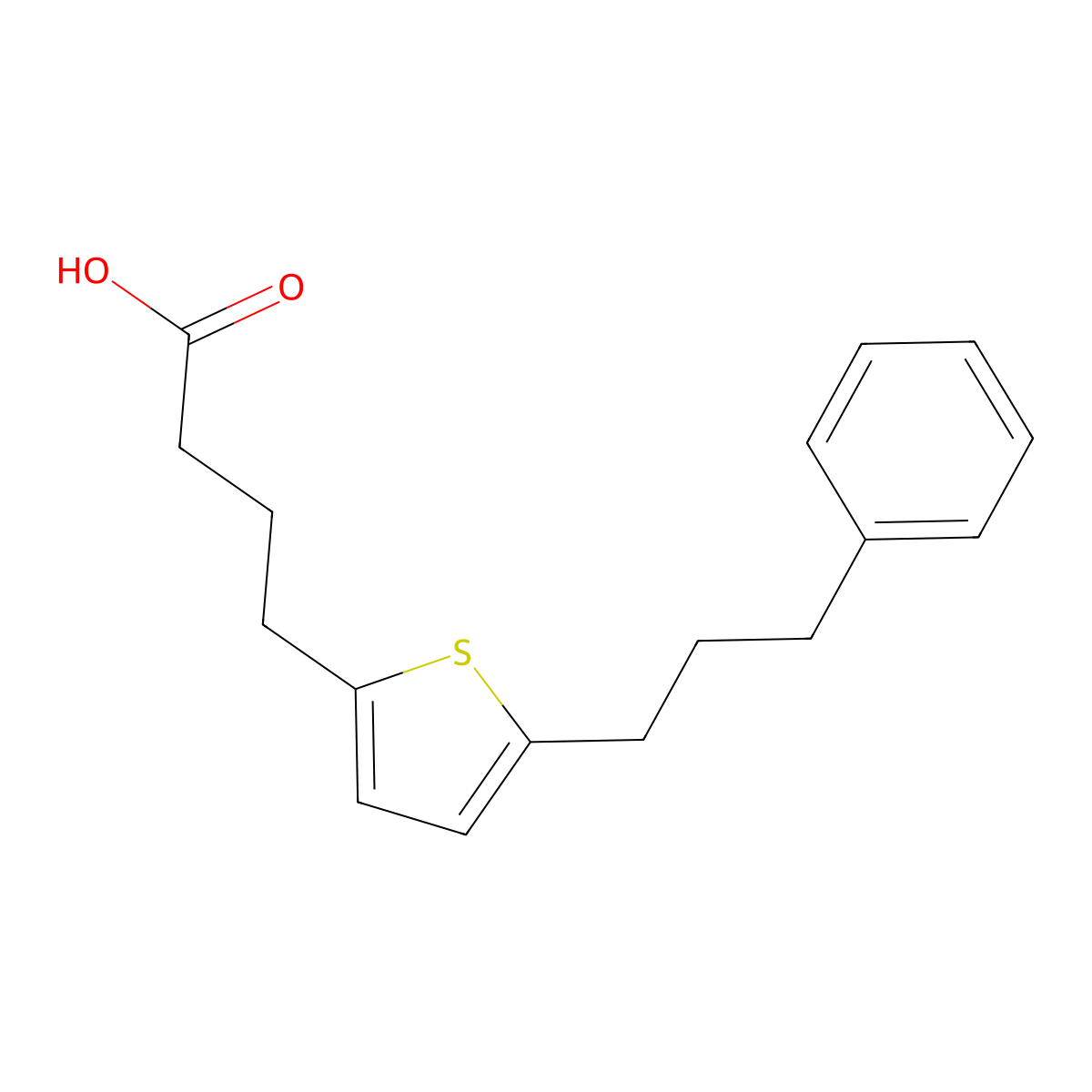 4-(5-(3-Phenylpropyl)thiophen-2-yl)butanoic acid molecular structure, CAS 142260-66-0