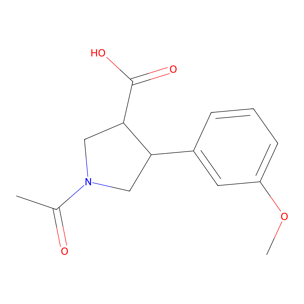 rac-(3R,4S)-1-acetyl-4-(3-methoxyphenyl)pyrrolidine-3-carboxylic acid molecular structure, CAS 1422622-09-0