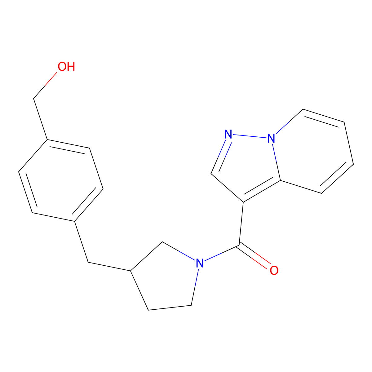 (4-{[1-(Pyrazolo[1,5-a]pyridin-3-ylcarbonyl)pyrrolidin-3-yl]methyl}phenyl)methanol molecular structure, CAS 1422653-64-2