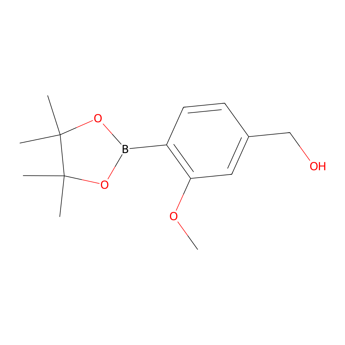 3-Methoxy-4-(4,4,5,5-tetramethyl-1,3,2-dioxaborolan-2-yl)benzenemethanol molecular structure, CAS 1422655-38-6