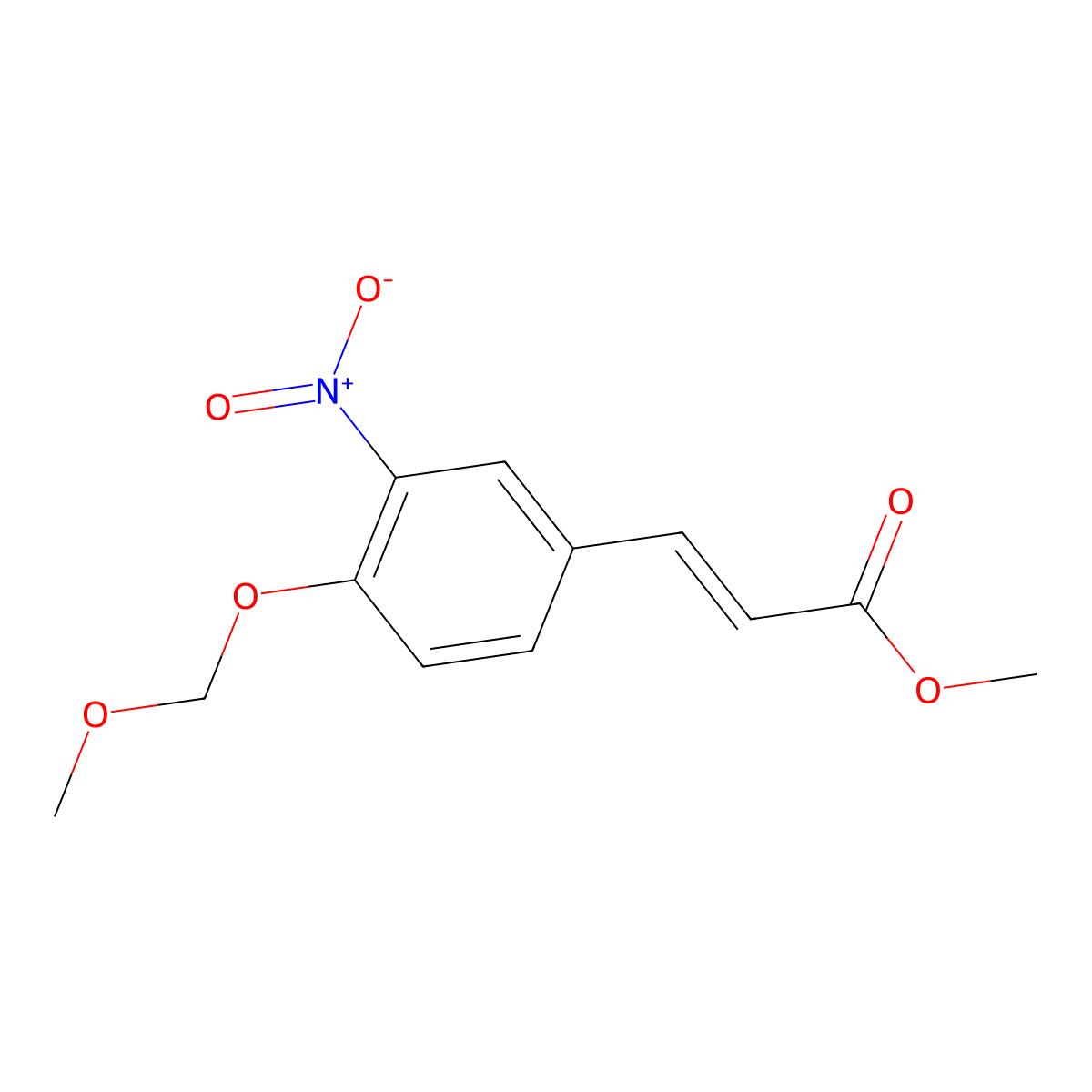 methyl (2E)-3-[4-(methoxymethoxy)-3-nitrophenyl]prop-2-enoate molecular structure, CAS 142266-35-1