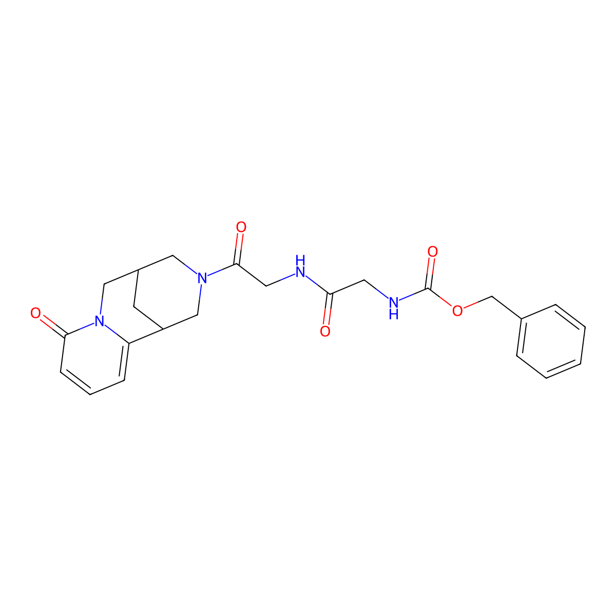 Cytisine, 12-[N-(N-carboxyglycyl)glycyl]-, benzyl ester molecular structure, CAS 14227-46-4