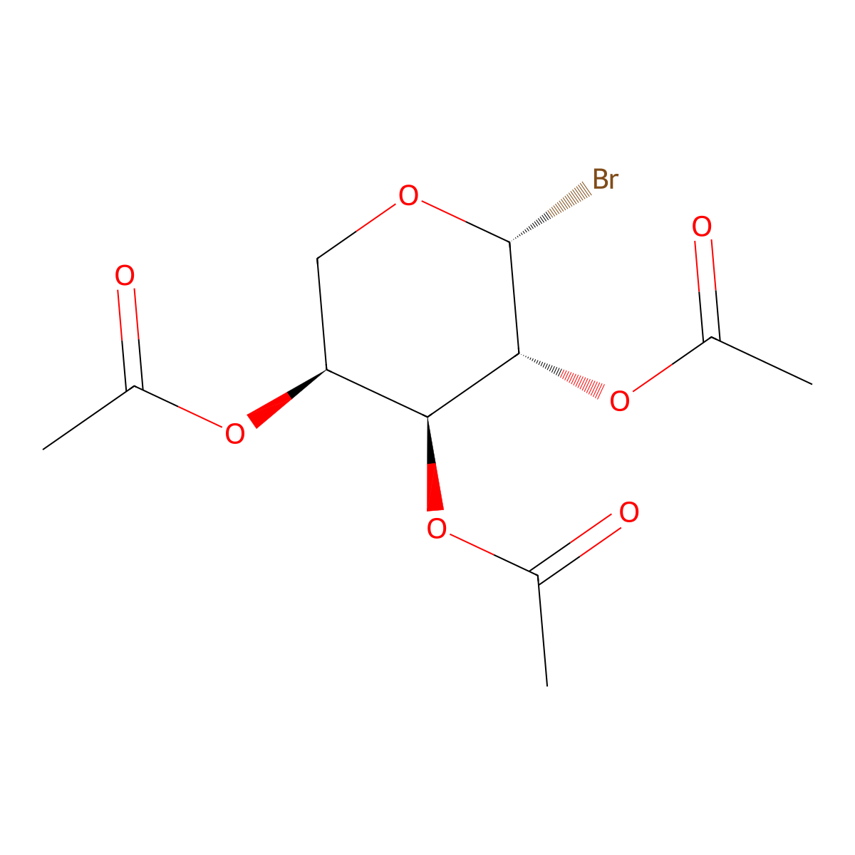 beta-L-Arabinopyranosyl bromide, triacetate molecular structure, CAS 14227-90-8