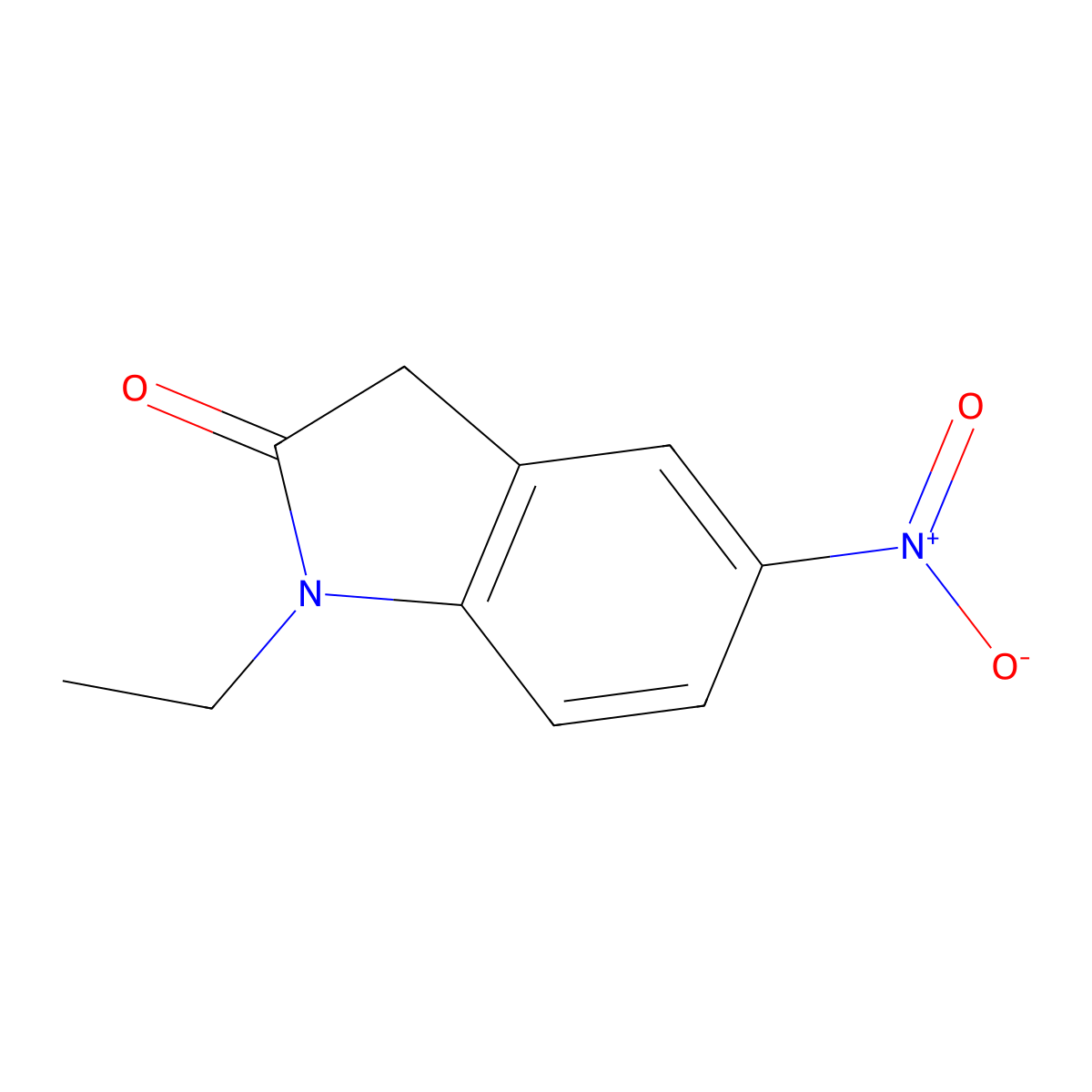 1-ethyl-5-nitro-2,3-dihydro-1H-indol-2-one molecular structure, CAS 142272-13-7