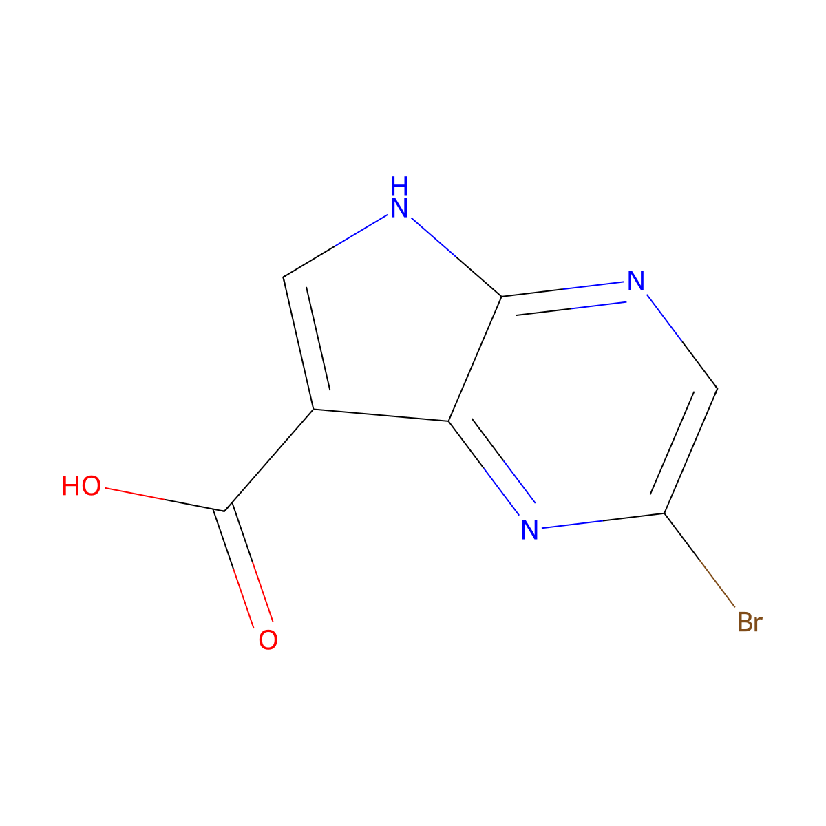 2-bromo-5H-pyrrolo[2,3-b]pyrazine-7-carboxylic acid molecular structure, CAS 1422772-78-8