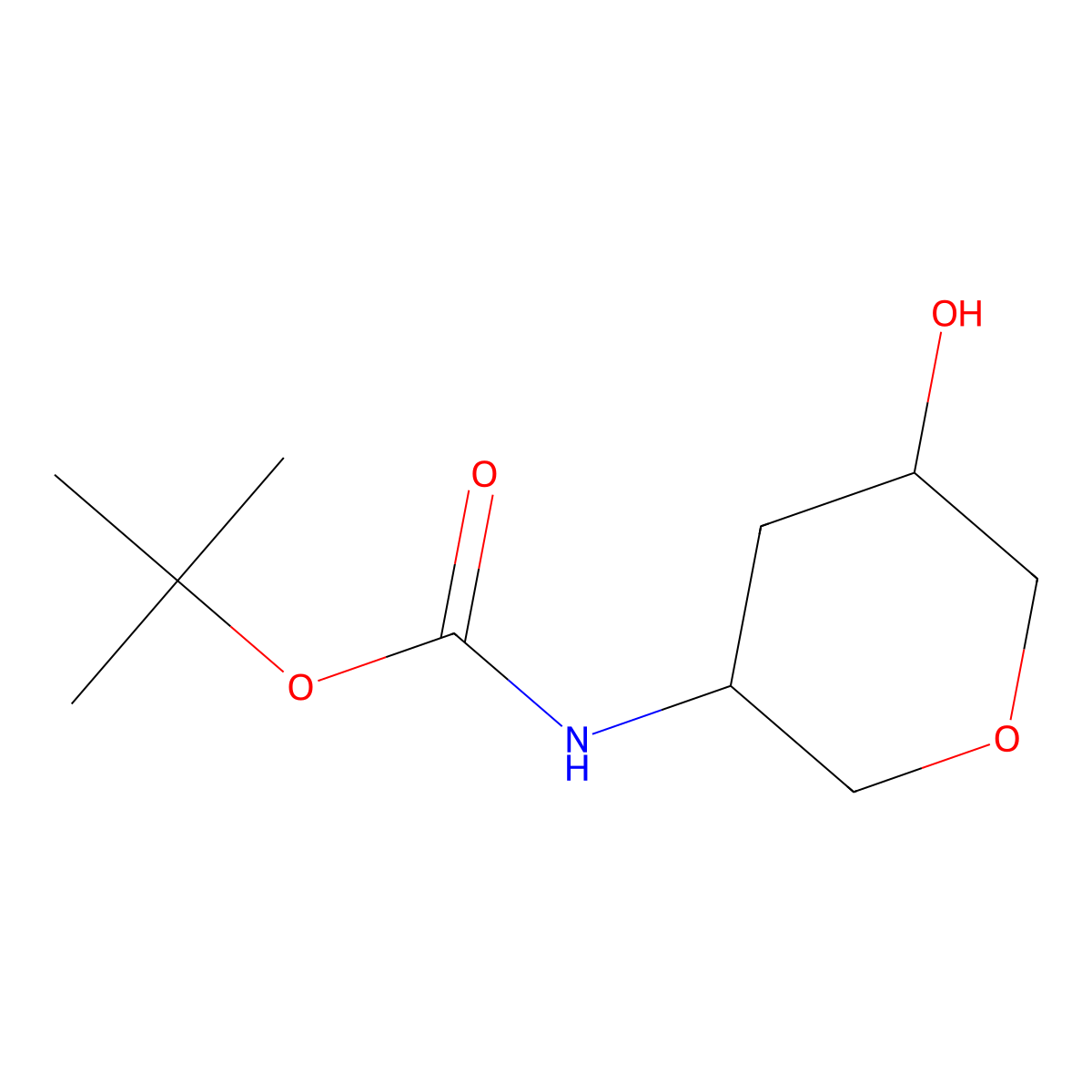 tert-butyl N-(5-hydroxyoxan-3-yl)carbamate molecular structure, CAS 1422772-83-5