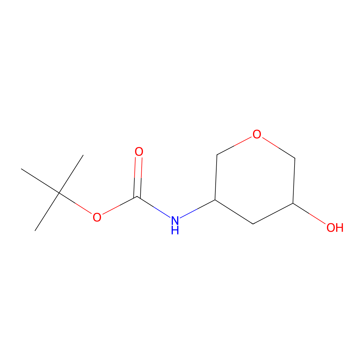 tert-butyl N-(5-hydroxyoxan-3-yl)carbamate molecular structure, CAS 1422772-83-5