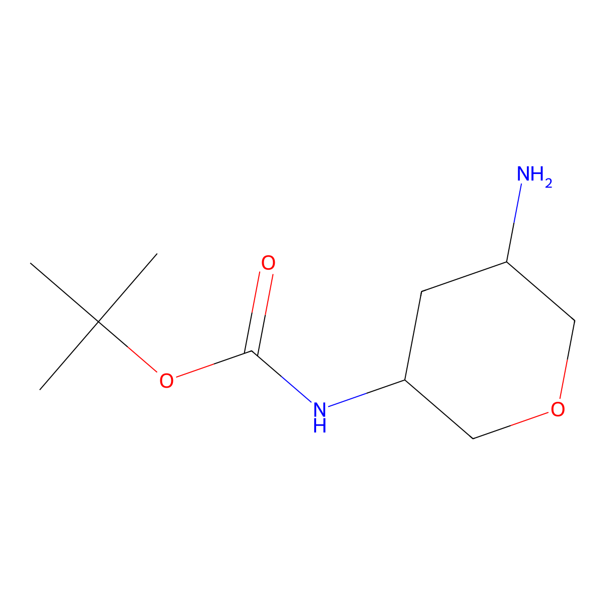 tert-butyl (5-aminotetrahydro-2H-pyran-3-yl)carbamate molecular structure, CAS 1422772-85-7
