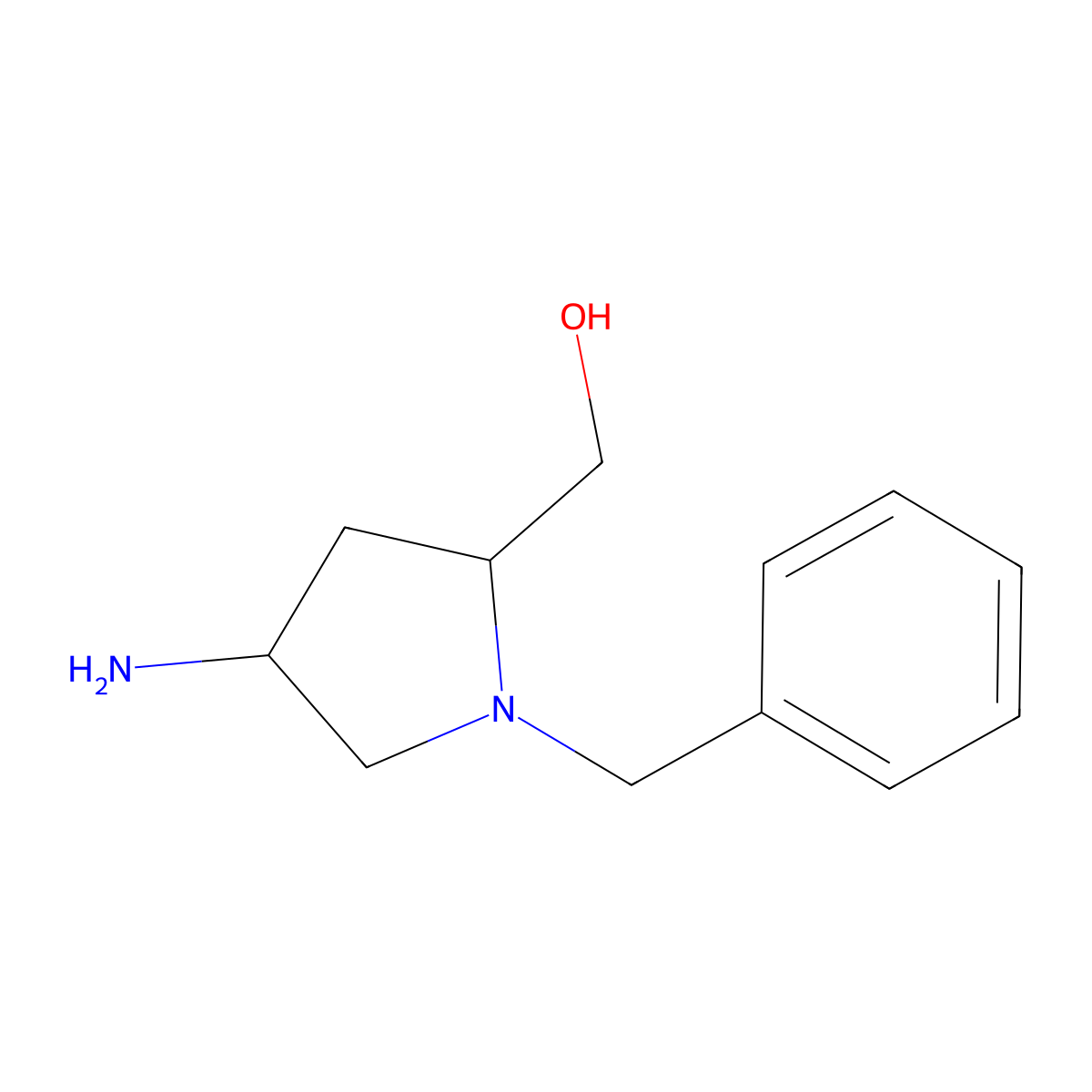 (2S,4S)-(4-Amino-1-benzyl-pyrrolidin-2-yl)-methanol molecular structure, CAS 142292-37-3