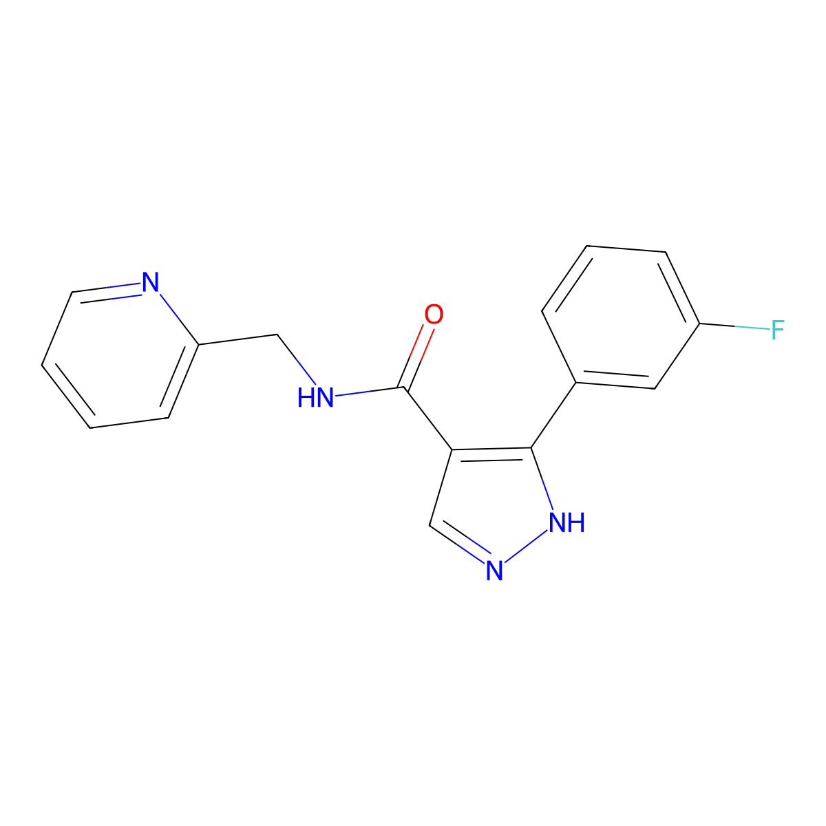 5-(3-fluorophenyl)-N-(pyridin-2-ylmethyl)-1H-pyrazole-4-carboxamide molecular structure, CAS 1422948-26-2