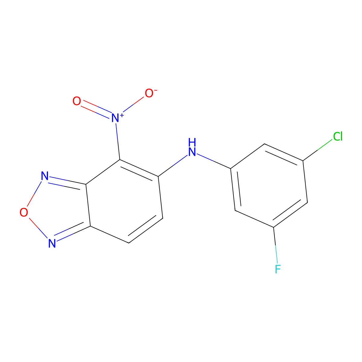 N-(3-Chloro-5-Fluorophenyl)-4-Nitro-2,1,3-Benzoxadiazol-5-Amine molecular structure, CAS 1422955-31-4